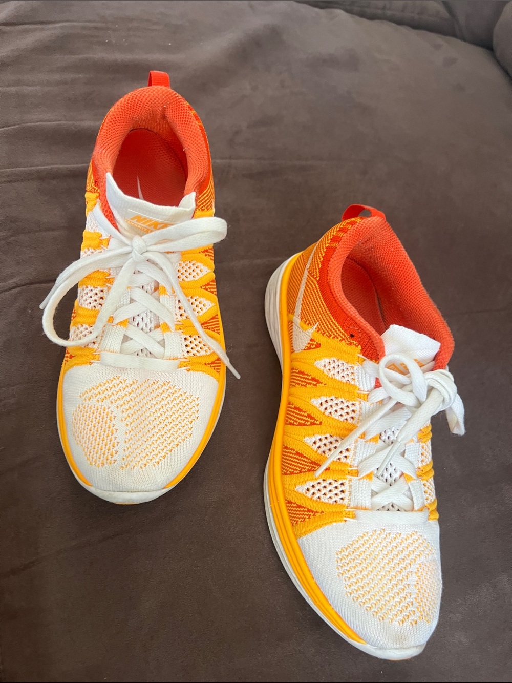 Nike Orange and White Women's Knit Athletic Sneakers - Picture 5 of 5